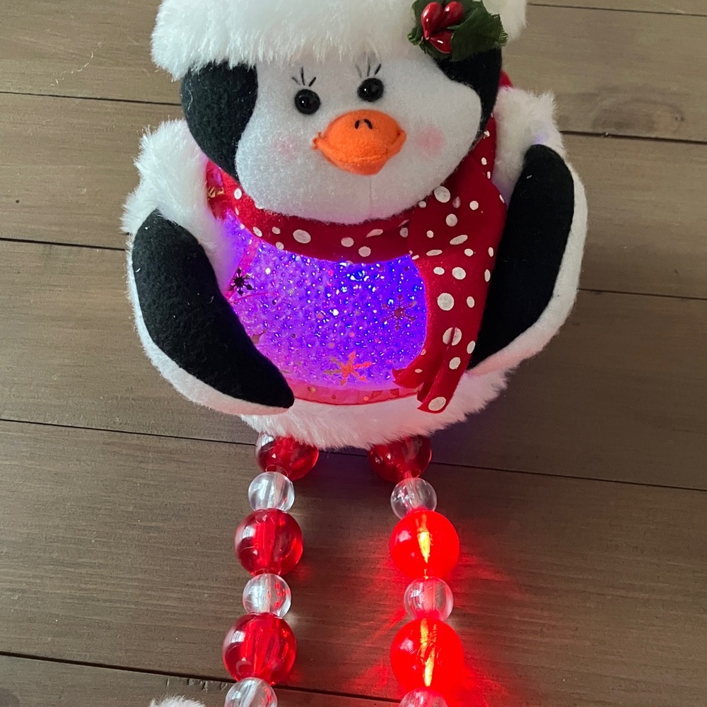 Festive Penguin Light Up with Red Hat and Scarf